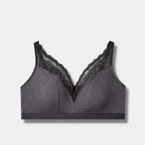 Torrid Bralette, Grey Microfiber & Lace, Size 3